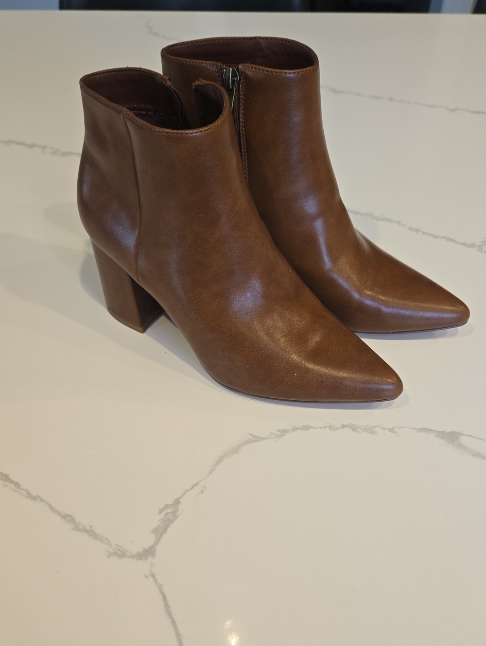 Brown Women's Leather Ankle Booties - Classic Pointed Toe